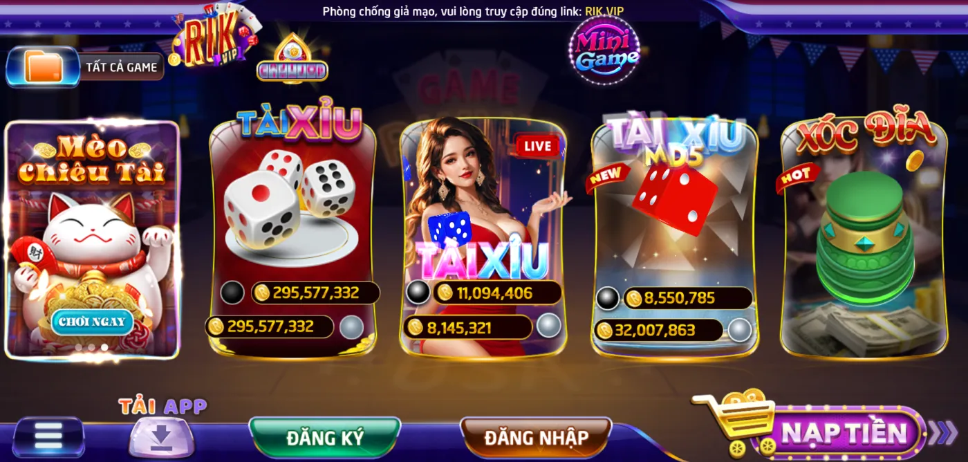 Khám phá kho trò chơi cực đỉnh tại Rikvip